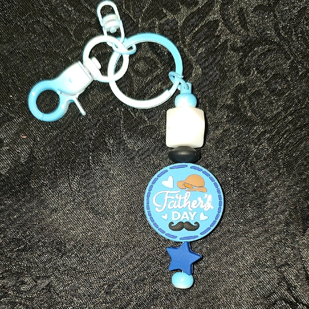 Father's Day Blue Beaded Handmade Keychain